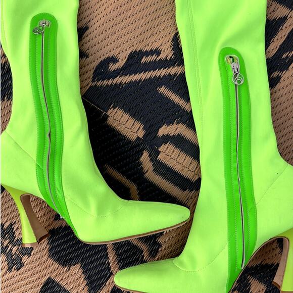 Brother Vellies | Brandy Tall Over The Knee Sock Boots Neon Green Size 9 - Picture 5 of 8
